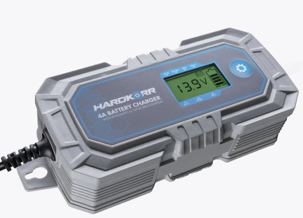 HARDKORR 240V 4A 8-STAGE AUTOMATIC 6V/12V LITHIUM COMPATABLE BATTERY CHARGER