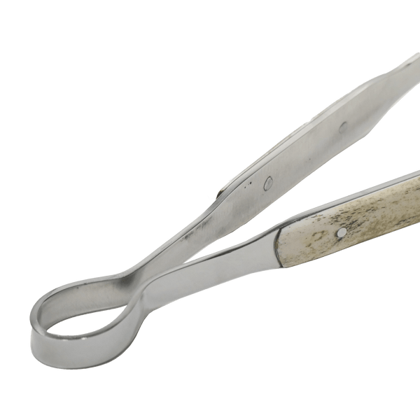 D'Avila Accessories - BBQ Tongs in Stainless Steel 420 with Fossilized Bone Handle - Handcrafted
