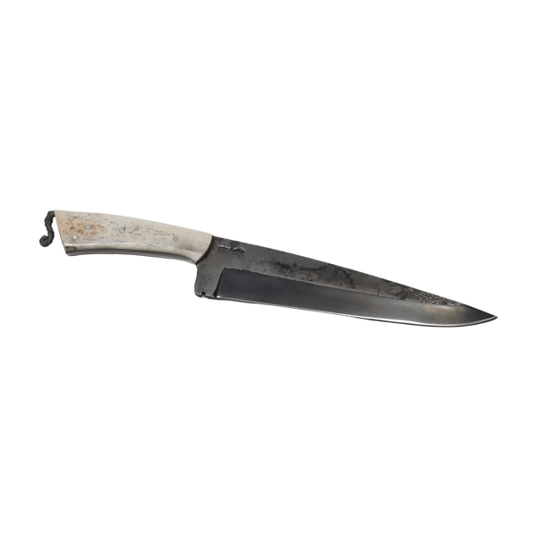 Rat Tail Barbecue 10" Knife in Carbon Steel 5160, Bovine Bone Handle - D'Avila Knives