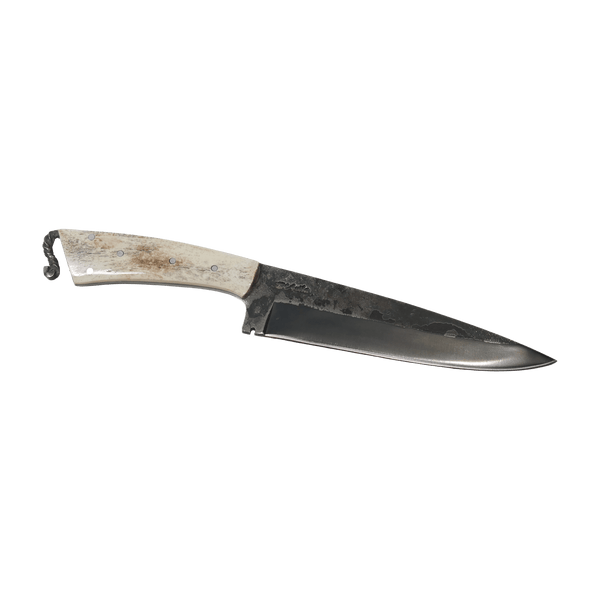 Rat Tail Barbecue 8" Knife in Carbon Steel 5160, Bovine Bone Handle - D'Avila Knives