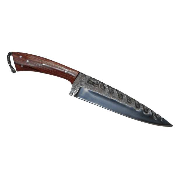 Rat Tail Barbecue 8" Knife in Carbon Steel 5160, Stabilized Wood Handle - D'Avila Knives