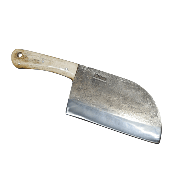 Serbian Cleaver Gourmet 8" Knife in Carbon Steel 5160, Bovine Bone Handle - D'Avila Knives