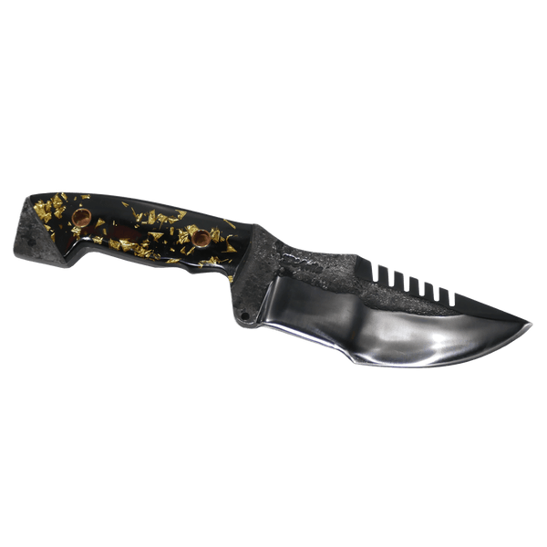 Tracker Adventure 6.5" Knife in Carbon Steel 5160, Resin With Gold Leaves Handle - D'Avila Knives